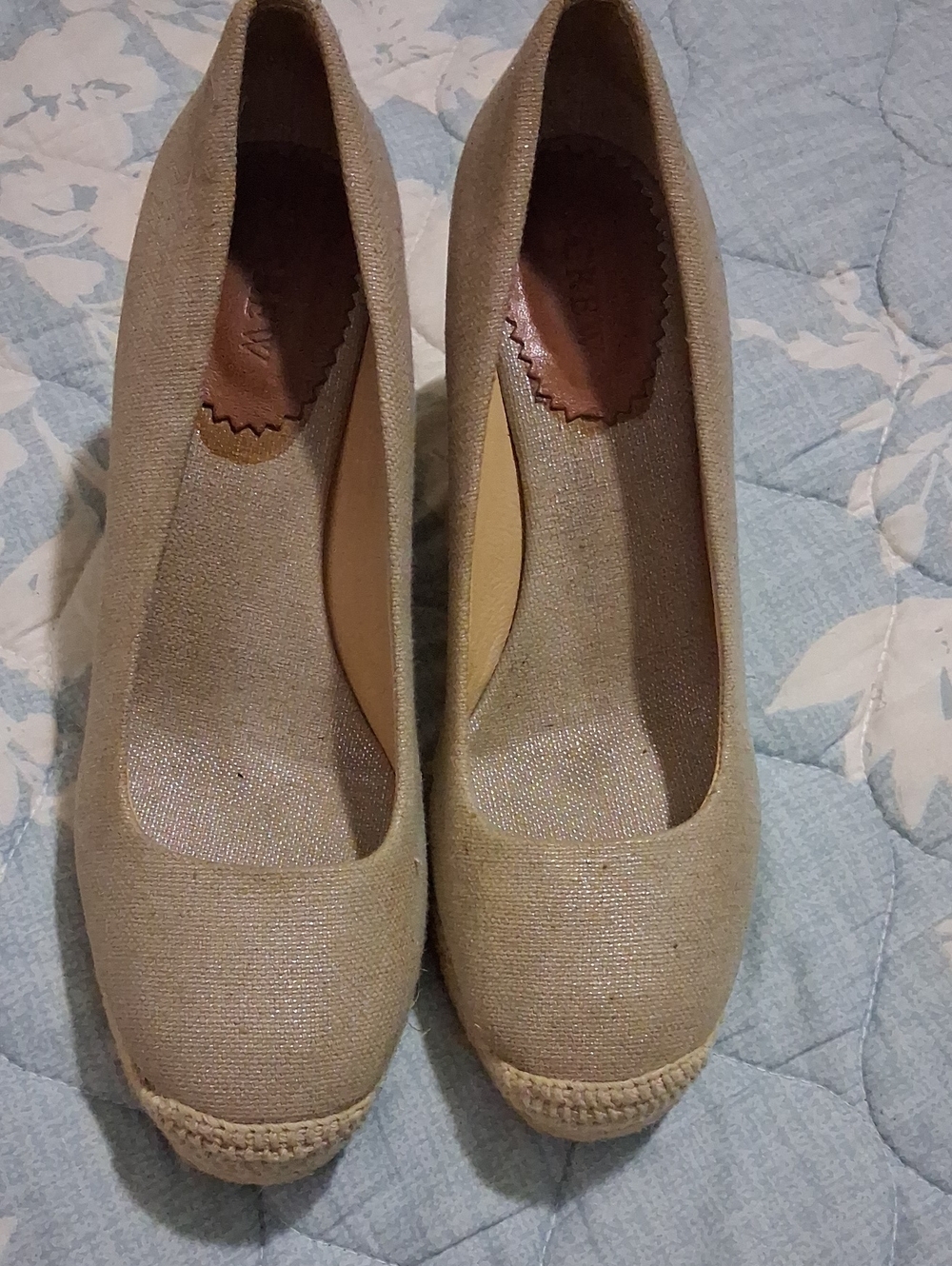 J. Crew. 8.5. Beige Women's Espadrille Wedge Pumps